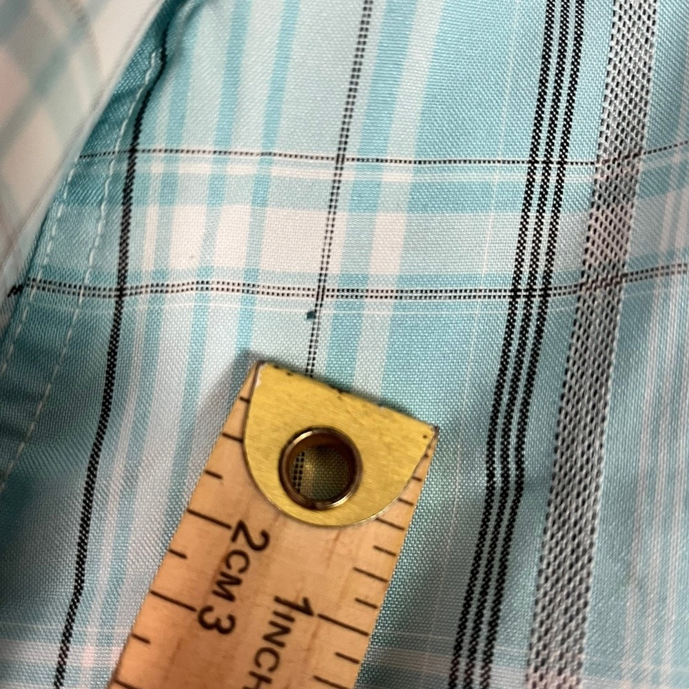 George Button Down Shirt 3XL Plaid Light Blue Short Sleeve Fair - Picture 6 of 13